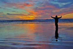 Qigong at sunset